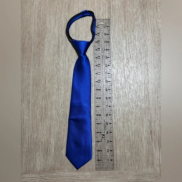 Classic Solid Pre knotted, zipper Neckties - 2 Black(2”W) & 1 Royal Blue(2.5”W) - Picture 3 of 5